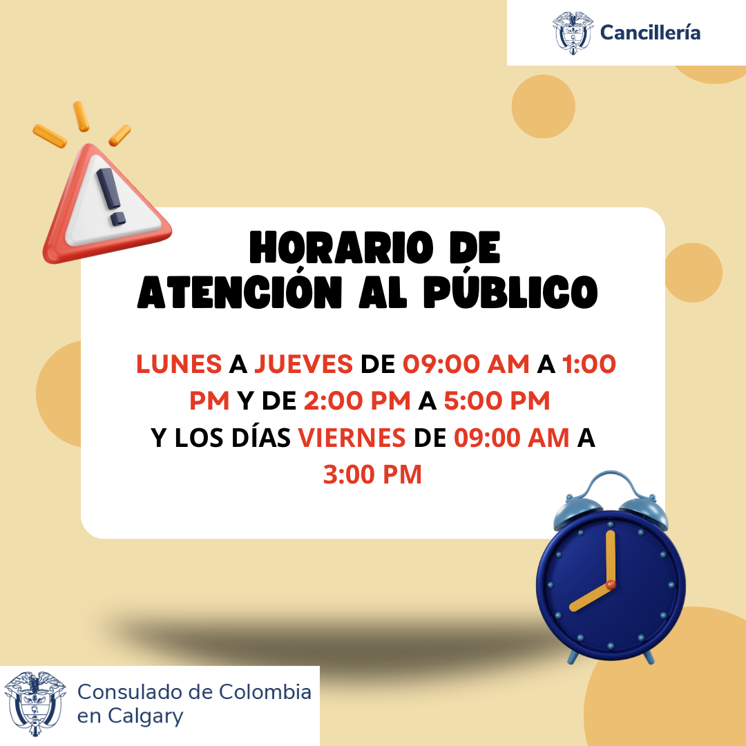 Consulte El Horario De Atención En El Consulado De Colombia En Calgary ...